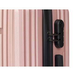 CONJ 3 MALAS  DE CABINE ABS RISCAS ROSA