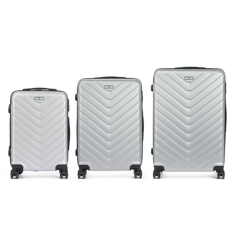 SET 3 VALISES CABIN ÉCAILLE ABS GRIS CLAIR