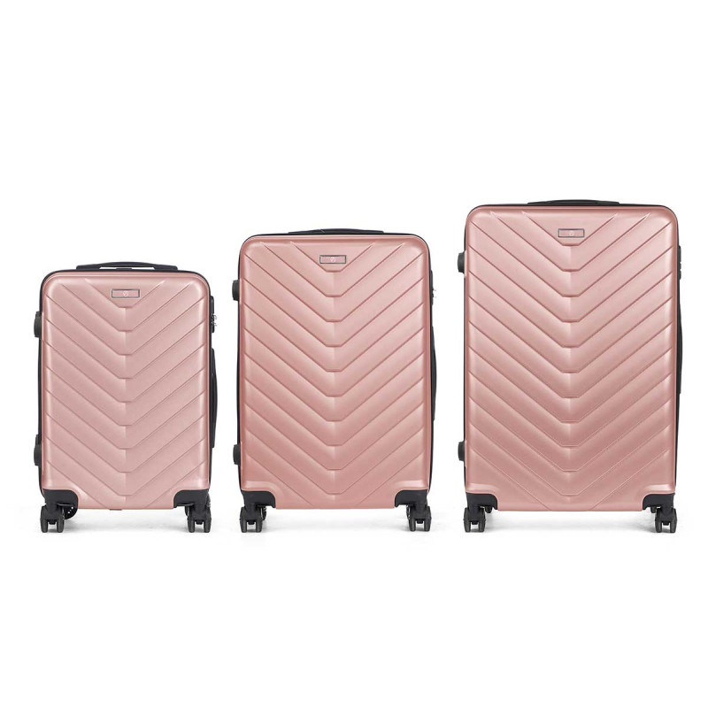 SET 3 VALIGIA SQUAMA ABS ROSA