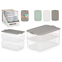 LUNCH BOX WITH LID 2 LEVELS ASSORT 3 COLOURS