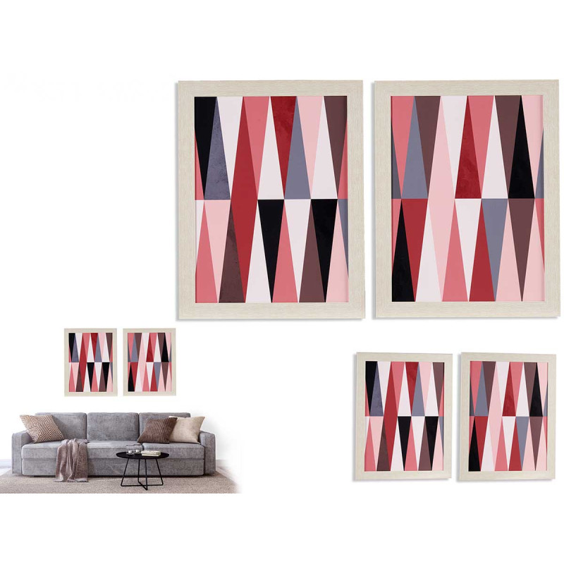 TABLEAU FORME GEOMETRIQUE ROSE 61X81CM SET 2 