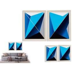 TABLEAU FORME GEOMETRIQUE BLEU 61X81CM SET 2 