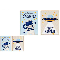 TABLEAU ENFANTS ESPACE 60X80CM SET 2