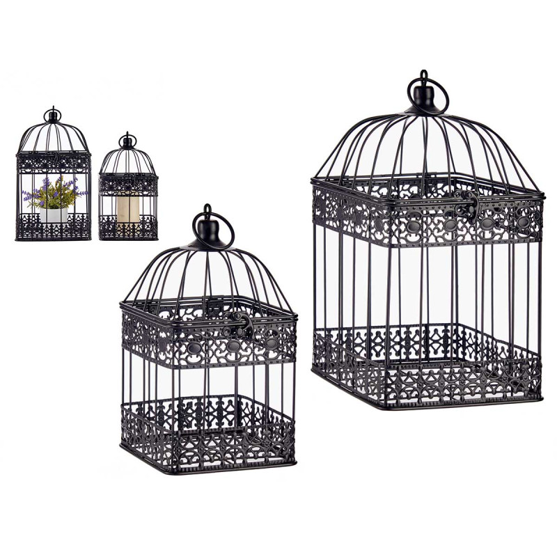 SET DEUX CAGES METAL CARRES NOIR