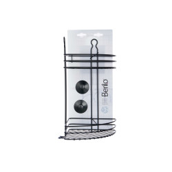METAL SHOWER CORNER MATT BLACK 2 TIER SUCTION PAD 