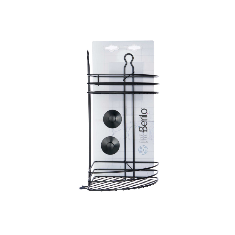 SOPORTE METAL NEGRO MATE DUCHA ESQ 2 PISOS VENTOSA