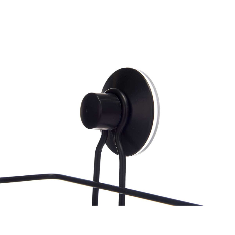 SUPPORT DOUCHE MÉTAL NOIR RECTANG BASSE  VENTOUSE
