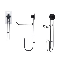 DOUBLE METAL ROLL HOLDER MATT BLACK SUCTION PAD 