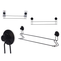 METAL TOWEL RACK MATT BLACK DOUBLE BAR SUCTION PAD