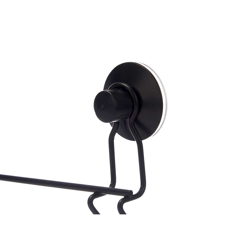 METAL TOWEL RACK MATT BLACK DOUBLE BAR SUCTION PAD