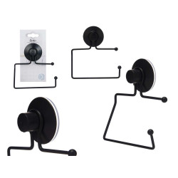 PORTE-ROULEAU TOILETTE MÉTAL NOIR MAT VENTOUSE