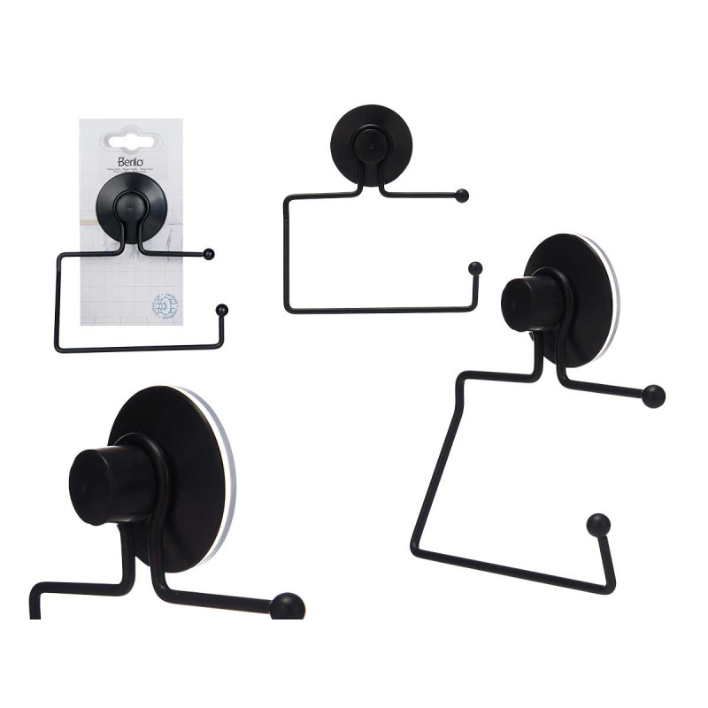 METAL ROLL HOLDER MATT BLACK SUCTION PAD 