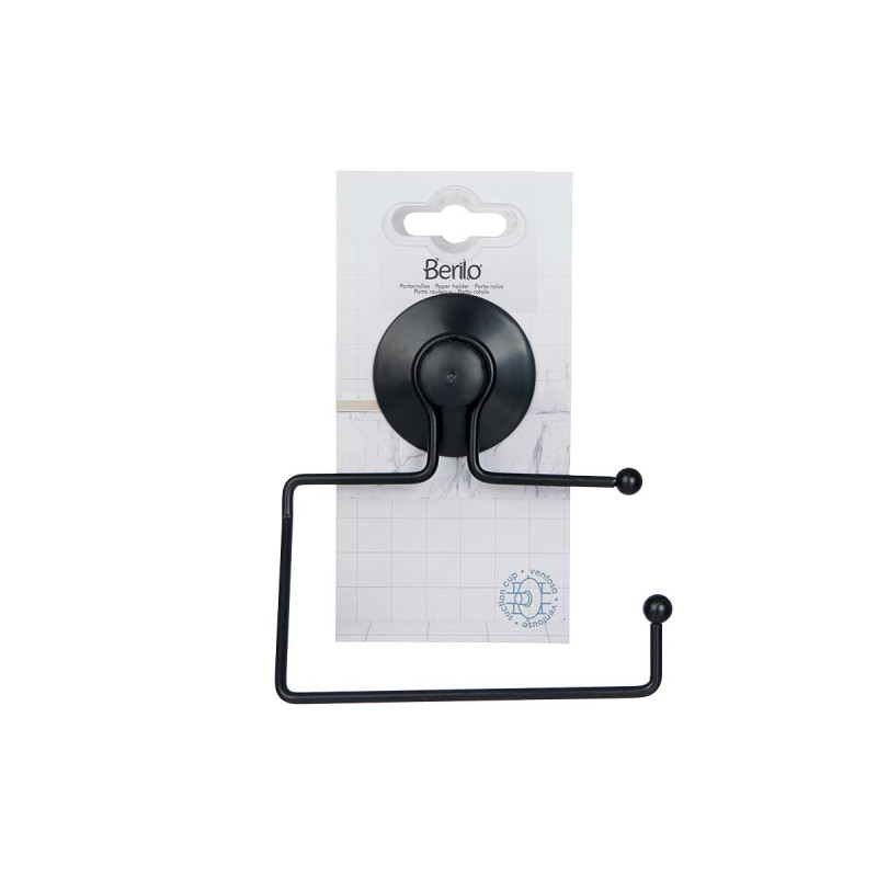 METAL ROLL HOLDER MATT BLACK SUCTION PAD 