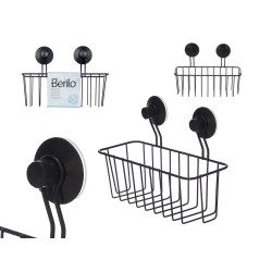 SOPORTE PARED RECTANGULAR METAL NEGRO VENTOSA