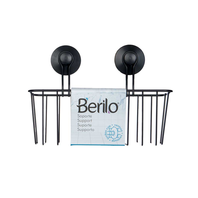 SOPORTE PARED RECTANGULAR METAL NEGRO VENTOSA