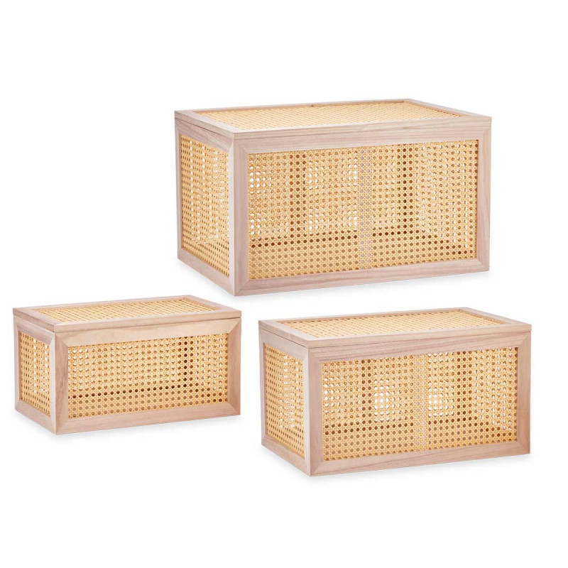 SET 3 CASSETTIERE IN RATTAN