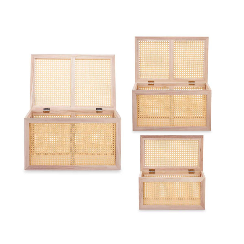 SET 3 CASSETTIERE IN RATTAN