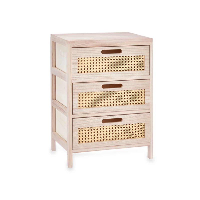 RATTAN CHEST OF 3 DRAWERS WIDE