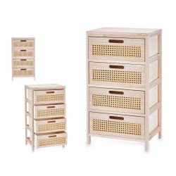 RATTAN CHEST OF 4 DRAWERS WIDE