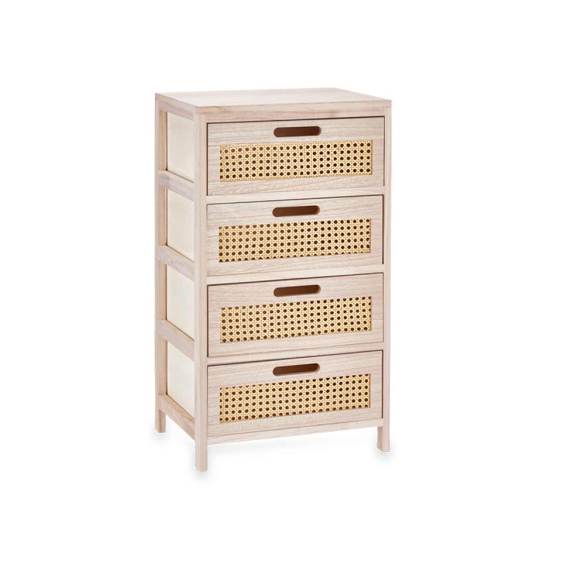 CASSETTIERA IN RATTAN A 4 CASSETTI LARGA