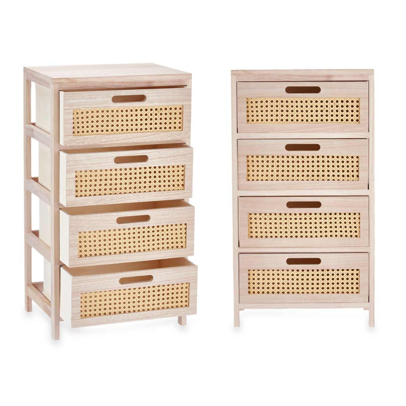 CASSETTIERA IN RATTAN A 4 CASSETTI LARGA