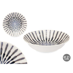 PORCELAIN SOUP PLATE 21CM BLUE STRIPE