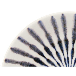 PLATO PORCELANA HONDO 21CM RAYA AZUL