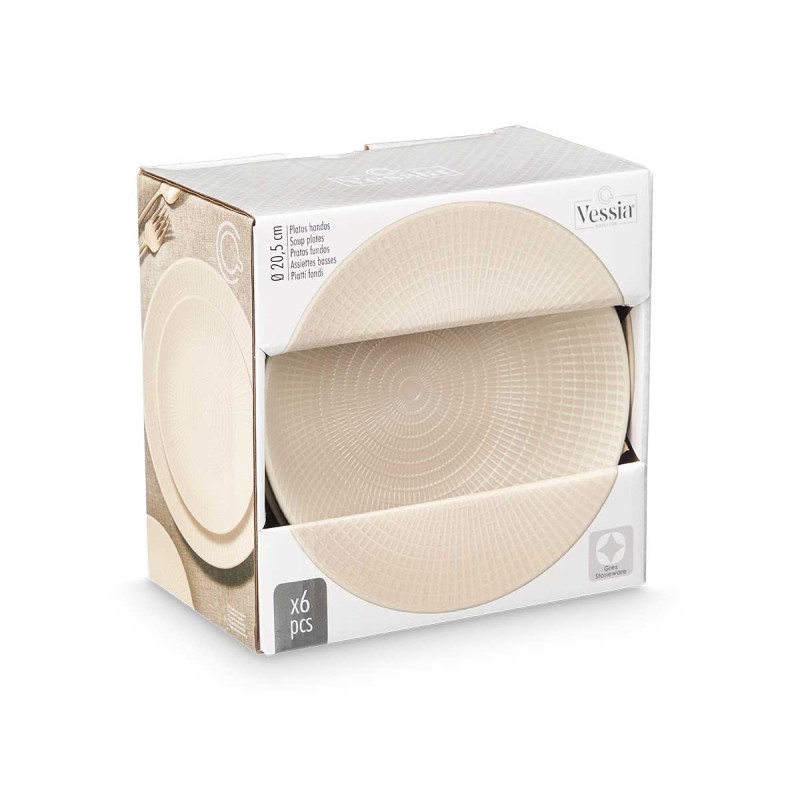 PIATTO FONDO 20,5 CM INCISO BEIGE 