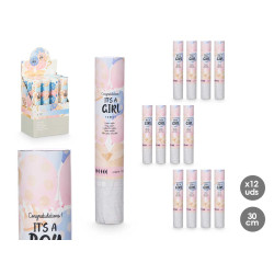 CANNONE CORIANDOLI ROSA AZZURRO 30CM