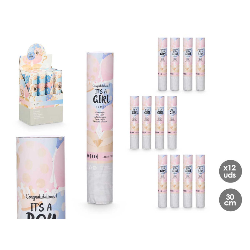 BLUE PINK CONFETTI CANNON 30CM