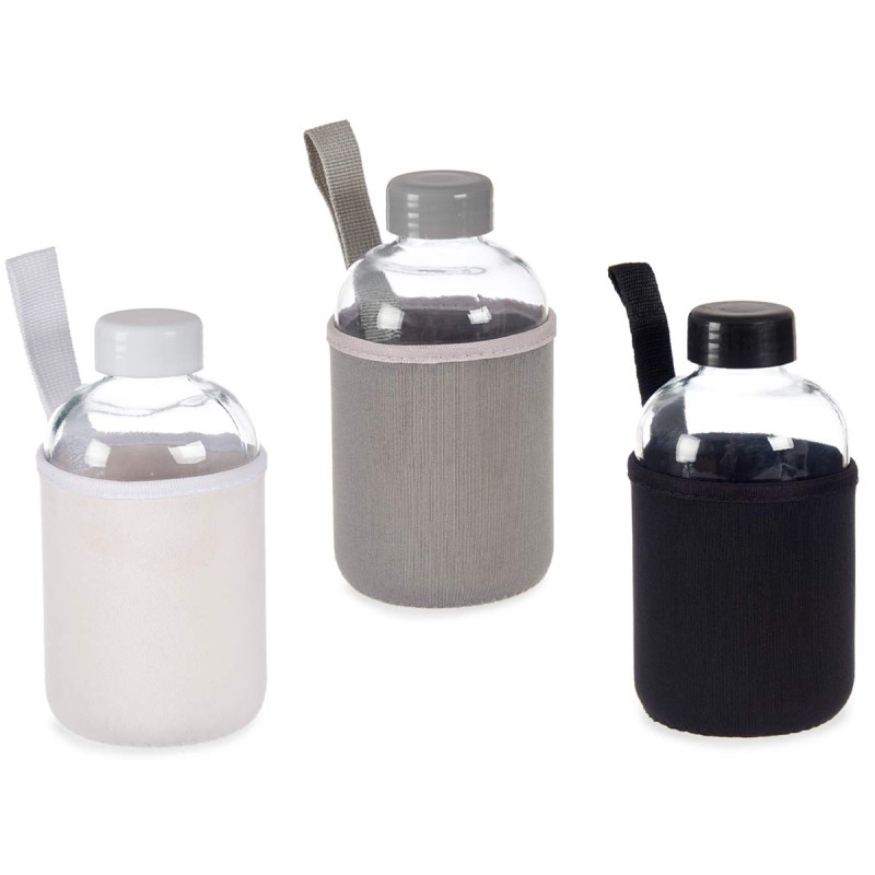GARRAFA VIDRO NEOPRENE 600ML 3 PZS SORT COR OSC 