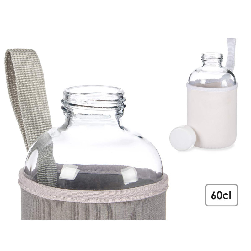 GARRAFA VIDRO NEOPRENE 600ML 3 PZS SORT COR OSC 