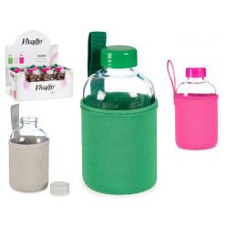 BOUTEILLE VERRE NEOPRENE 600ML 3PCS SET COUL VIVES