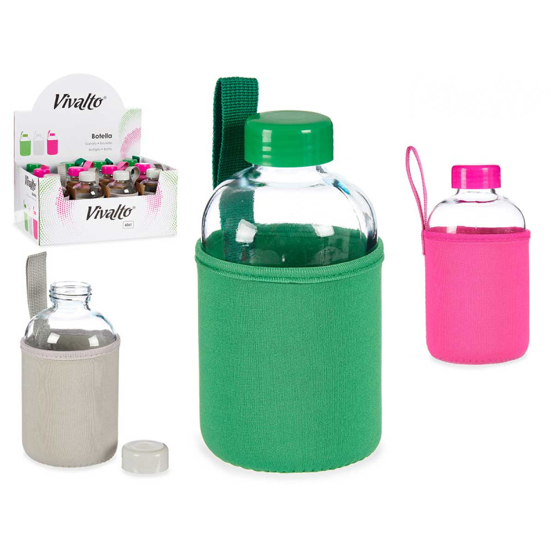 BOUTEILLE VERRE NEOPRENE 600ML 3PCS SET COUL VIVES