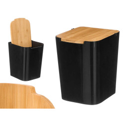 POUBELLE  COUVERCLE  BAMBOU NOIR