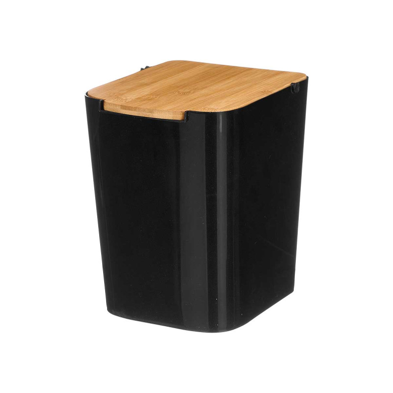POUBELLE  COUVERCLE  BAMBOU NOIR