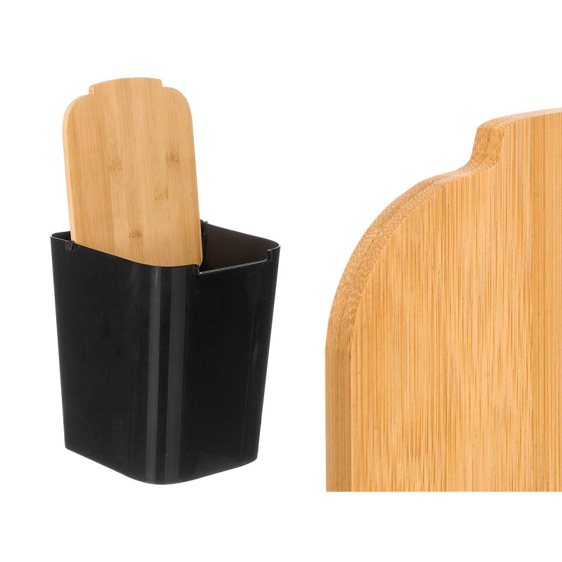 POUBELLE  COUVERCLE  BAMBOU NOIR