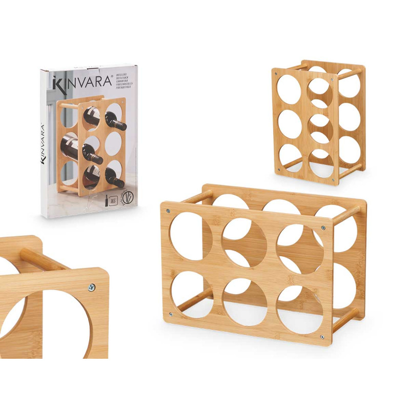 BAMBOO BOTTLE RACK 6 BOTTLES