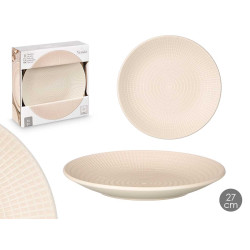 PIATTO PIANO 27 CM INCISO BEIGE 