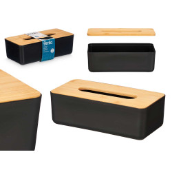 PORTA TOVAGLIOLI NERO TAPPO BAMBU 26CM