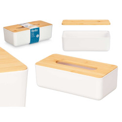 PORTA TOVAGLIOLI BIANCO TAPPO BAMBU 26CM