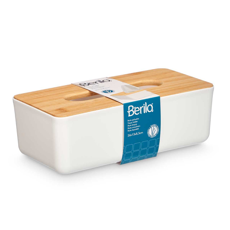 PORTA TOVAGLIOLI BIANCO TAPPO BAMBU 26CM