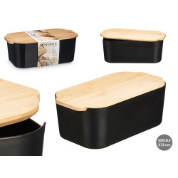 BOITE A PAIN NOIRE  COUVERCLE BAMBOU 4,5L