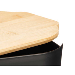 BAMBOO LID BLACK BREAD BIN 4,5L