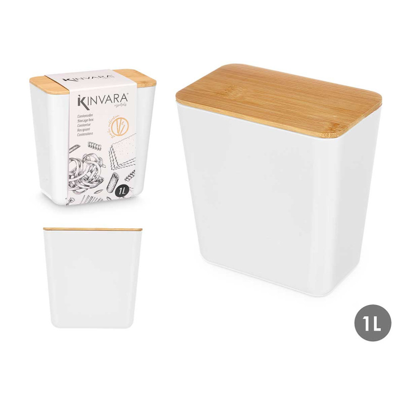 BARATTOLO RETTANGOLARE BASSO BIANCO 1L