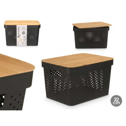 SCATOLA MULTIUSO FORATA TAPPO BAMBU GRD NER 22CM
