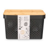 CAJA MULTIUSOS PERFORADA TAPA BAMBU GRD NEGRA 22CM