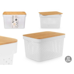 SCATOLA MULTIUSO FORATA TAPPO BAMBU GRD BIAN 22CM