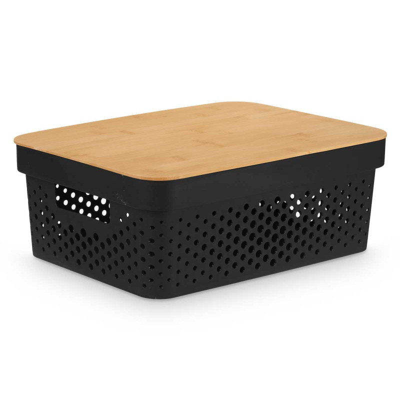 SCATOLA MULTIUSO FORATA TAPPO BAMBU MED NER 14CM