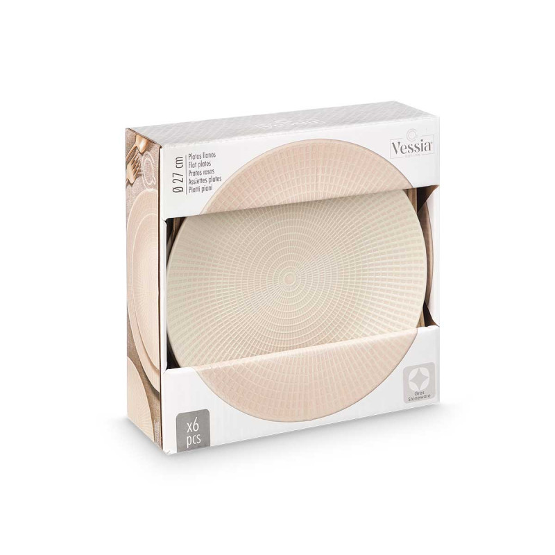 PIATTO PIANO 27 CM INCISO BEIGE 